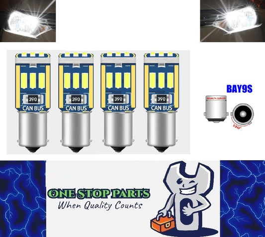 4 x Cool White BAY9S 9SMD NON POLARITY SUIT PARK INTERIOR LIGHTS (4pcs)
