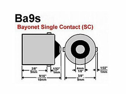 PAIR WHITE 12v BA9S INVERTED HEAD 360 DEGREE LIGHT 30LM SUITS PARK LIGHTS DASH