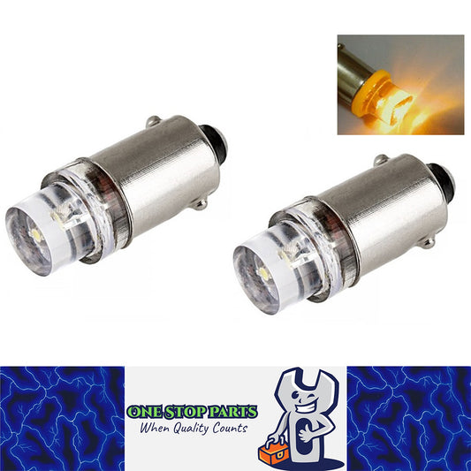 PAIR YELLOW 12v BA9S INVERTED HEAD 360 DEGREE LIGHT 30LM SUITS PARK LIGHTS DASH