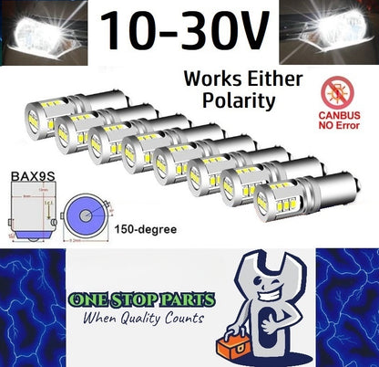 10 x Cool White BAX9S 10-30v 15smd error free, Canbus non polarity White (10pcs)