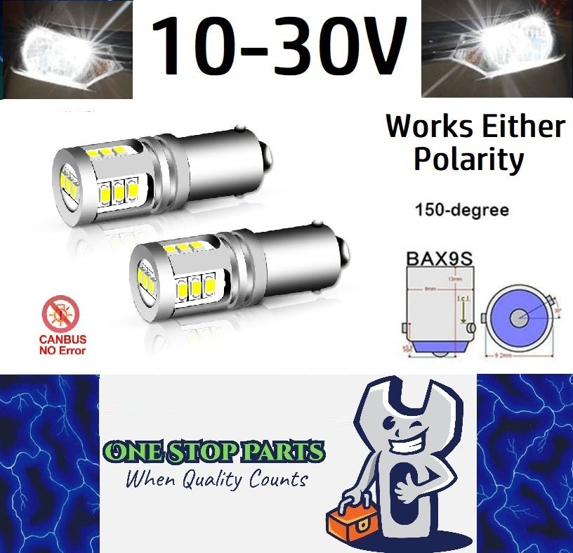 2 x Cool White BAX9S 10-30v 15smd error free, Canbus non polarity White (2pcs)