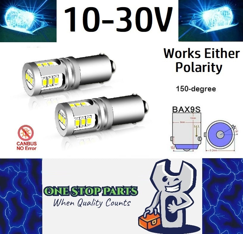 2 x Ice Blue BAX9S 10-30v 15smd error free, Canbus non polarity Ice Blue (2pcs)
