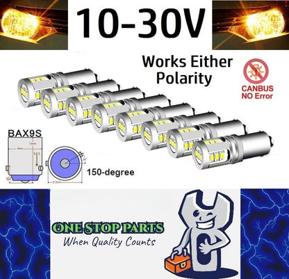 10 x Yellow BAX9S 10-30v 15smd error free, Canbus non polarity Yellow (10pcs)