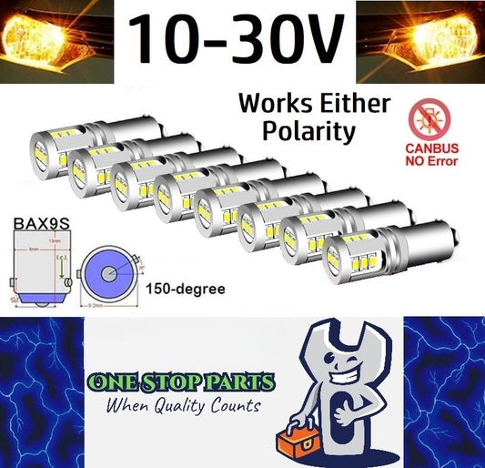 10 x Yellow BAX9S 10-30v 15smd error free, Canbus non polarity Yellow (10pcs)