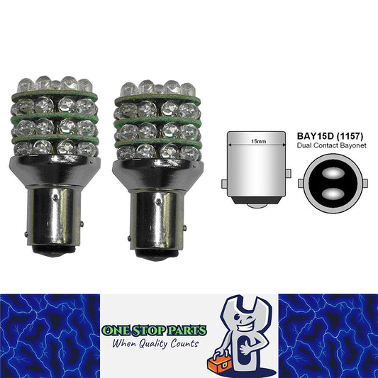 2 X 24v BAY15D 1157 RED STOP TAIL 36 LED GLOBES TAIL 100LM / STOP 288LM 24V
