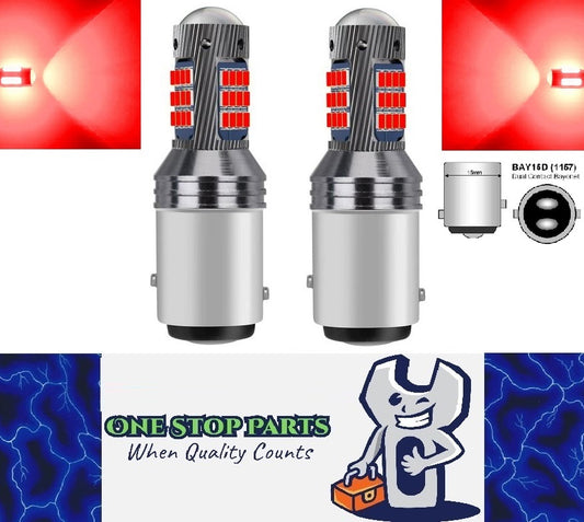 2 x Red BAY15D 1157 42smd Super Bright Stop/Tail LED Globes Red Pair (2pcs)