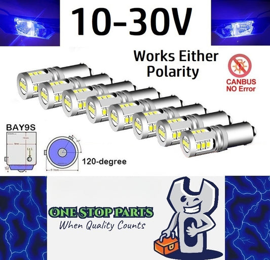 10 x Blue BAY9S 10-30v 15smd error free, Canbus non polarity Blue (10pcs)