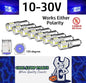 10 x Blue BAY9S 10-30v 15smd error free, Canbus non polarity Blue (10pcs)