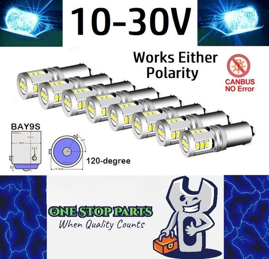 10 x Ice Blue BAY9S 10-30v 15smd error free Canbus non polarity Ice Blue (10pcs)
