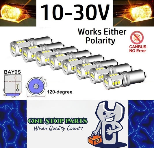 10 x Yellow BAY9S 10-30v 15smd error free, Canbus non polarity Yellow (10pcs)