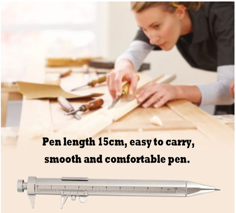 10 x Multifunction Gel Ink Pen Vernier Caliper Ball Pen Stationery (10pcs Blue)