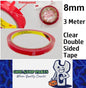 3M Clear Tape 8mm Double Sided Tape 3 Meter Roll x 0.8mm Thick Transparent (3m)