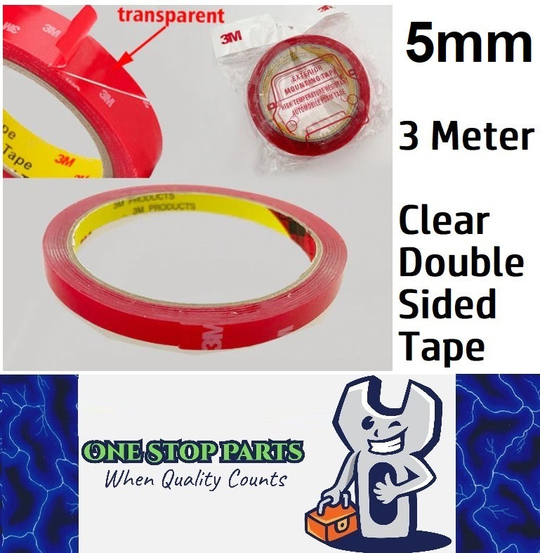 3M Clear Tape 5mm Double Sided Tape 3 Meter Roll x 0.8mm Thick Transparent (3m)