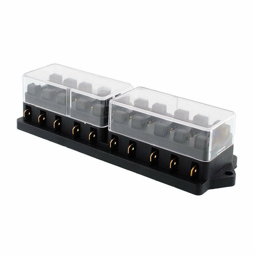 5 X STANDARD BLADE GANG FUSE HOLDER BLOCK TAKES 10 X STANDARD BLADE FUSES