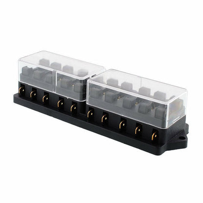 5 X STANDARD BLADE GANG FUSE HOLDER BLOCK TAKES 10 X STANDARD BLADE FUSES