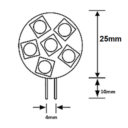2 x 10-30V AC/DC G4 6SMD COOL WHITE SIDE PIN STYLE 132LM SUITS 12V AND 24V