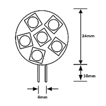 10-30V AC/DC G4 6SMD LED WARM WHITE SIDE PIN STYLE 132LM SUITS 12V AND 24V