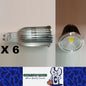 6 X GU10 240v 7W 590LM 60 Deg PURE WHITE CIELING DOWNLIGHT 900LM