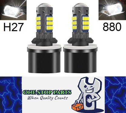 2 x H27 880 LED SMD Super Bright White Fog Light Globes 12v / 24v 10-30v (Pair)