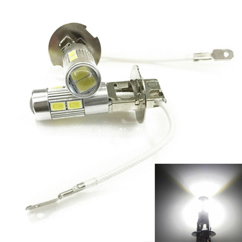 2 x 12v H3 10SMD 5630 LED 350 Lumens LED GLOBES 6000K COOL WHITE PAIR