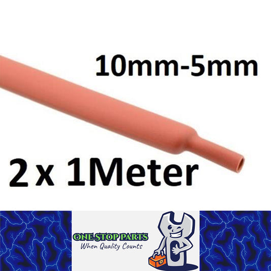 2 X 1 METER LENGTHS RED 10MM HEAT SHRINK 2:1 TO 5MM 2 METERS TOTAL RED
