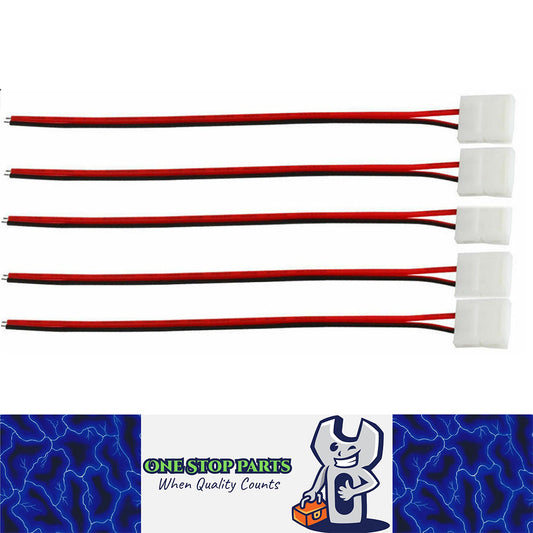 5 X LED STRIP CONNECTORS SMD 3528 2835 SINGLE END 2 WIRE 8MM PCB BOARD ADAPTER
