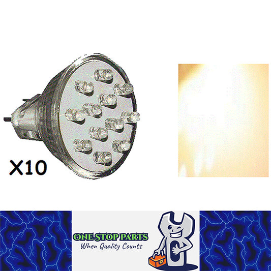 10PCS 12v DC MR11 12 LED 50 DEGREE 84LM WARM WHITE SUITS REPLACEMENT OF STANDARD