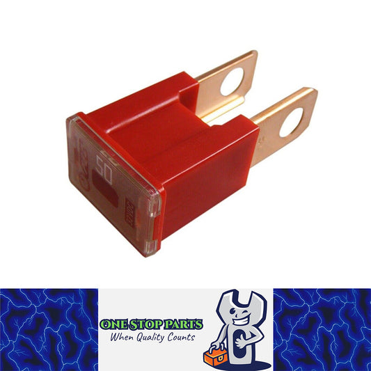 RED 50 AMP SLOW BLOW MALE FUSE BLOCK 50AMP FUSE STRAIGHT LED RED FUSE
