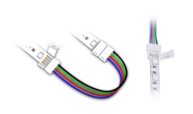 3 X RGB 5050 LED STRIP LIGHT DOUBLE CONNECTOR 4 WIRE CONNECTION JOINT JOINER
