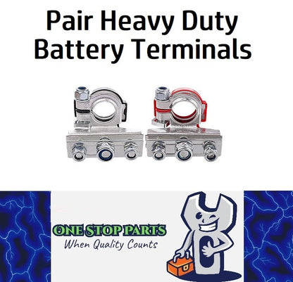 2 x Battery Terminals Positive and Negative Step Up Bolt Terminals (Style 1)