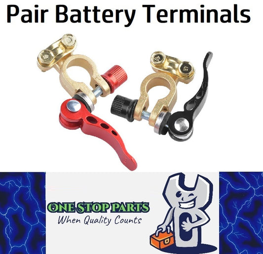 2 x Battery Terminals Positive Negative Saddle quick Release Terminals (Style 4)