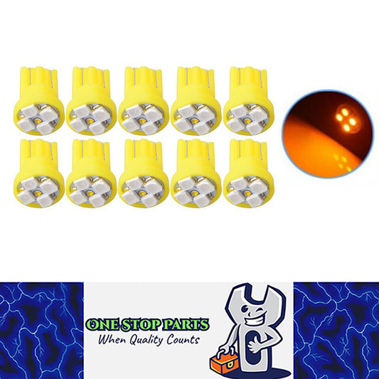 10 X 12V T10 4SMD AMBER SMD LED GLOBES 32 LUMENS FOR LED DASH GLOBE PARKERS