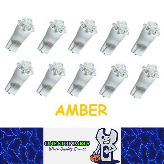 10 X AMBER 12V T10 5 LED GLOBE REPLACEMENT 26 LUMENS 360 DEGREE LIGHT 10PCS
