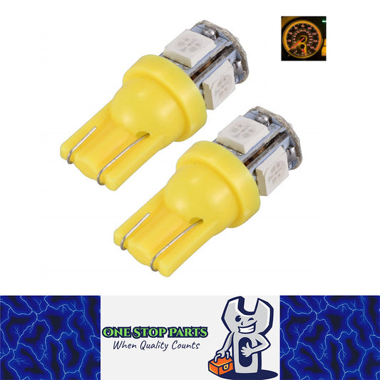 2PCS 12V AMBER T10 5 SMD LED GLOBES 88 LUMENS GREAT FOR PARKERS DASH