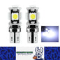 2PCS WHITE 12V T10 5 SMD LED CANBUS STYLE GLOBE REPLACEMENT 88 LUMENS