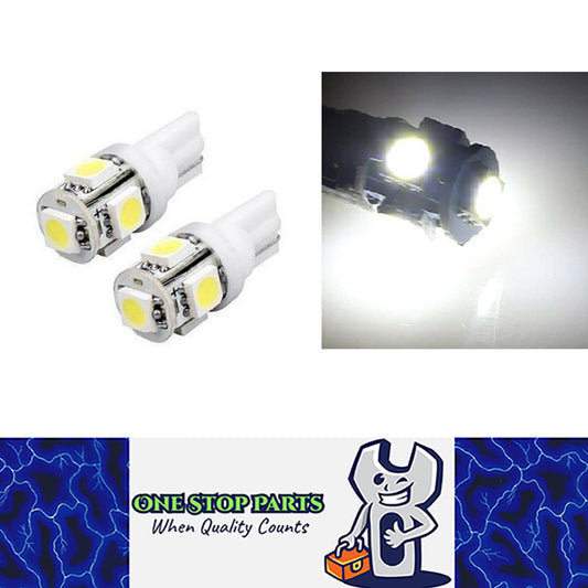 2PCS 12V COOL WHITE T10 5 SMD LED GLOBES 88 LUMENS GREAT FOR PARKERS DASH