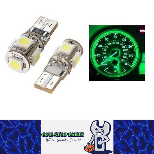 2PCS GREEN 12V T10 5 SMD LED CANBUS STYLE GLOBE REPLACEMENT 88 LUMENS