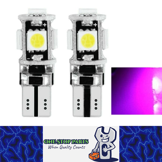 2PCS PINK PURPLE 12V T10 5 SMD LED CANBUS STYLE GLOBE REPLACEMENT 88 LUMENS