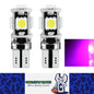 2PCS PINK PURPLE 12V T10 5 SMD LED CANBUS STYLE GLOBE REPLACEMENT 88 LUMENS