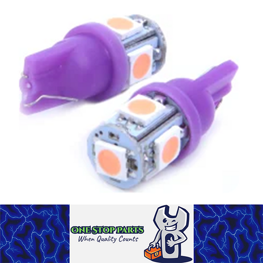 2PCS 12V PINK / PURPLE T10 5 SMD LED GLOBES 88 LUMENS GREAT FOR PARKERS DASH