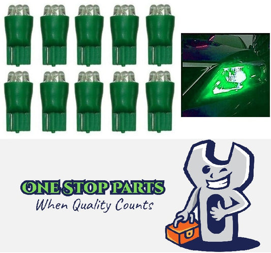10 X GREEN 12V T10 6 LED GLOBE REPLACEMENT 90 LUMENS GREAT FOR PARKERS DASH 10PC