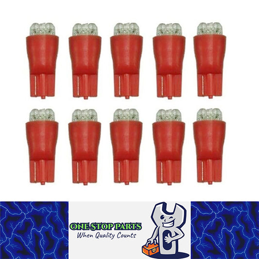 10 X RED 12V T10 6 LED GLOBE REPLACEMENT 90 LUMENS GREAT FOR PARKERS DASH 10PC