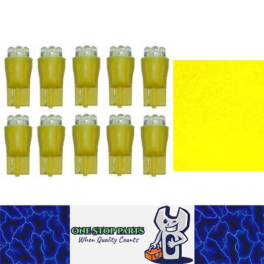 10 X YELLOW 12V T10 6 LED GLOBE REPLACEMENT 90 LUMENS GREAT FOR PARKER DASH 10PC