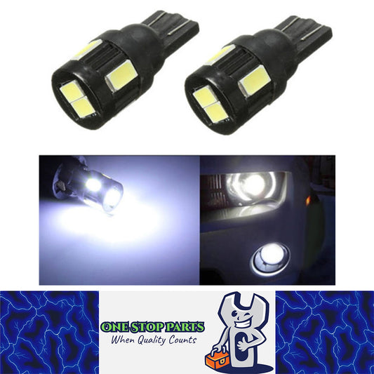 2PCS 12V T10 6 SMD COOL WHITE CANBUS STYLE GLOBE REPLACEMENT 300 LUMENS