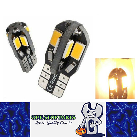 2PCS 12V T10 8 SMD WARM WHITE CANBUS STYLE GLOBE REPLACEMENT 266 LUMENS