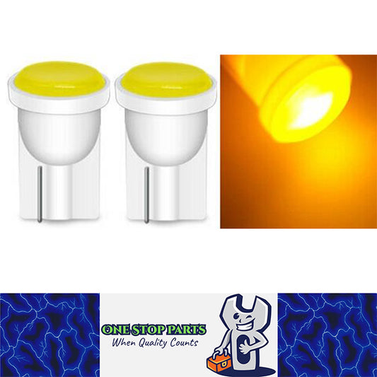 2PCS AMBER 12V T10 COB 180 DEGREE SPREAD 100LM BEST T10 COB LED FOR DASH AMBER