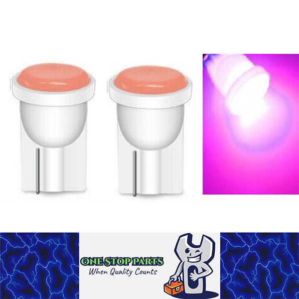 2PCS PINK / PURPLE 12V T10 COB 180 DEGREE SPREAD 100LM BEST T10 COB LED FOR DASH