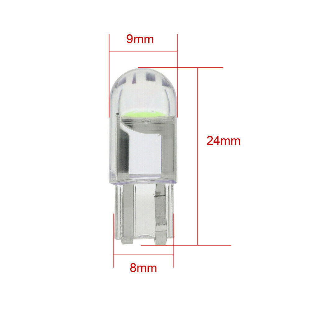 10 X COOL WHITE T10 DOME HEAD COB LED GLOBE REPLACEMENT FOR DASH LIGHTS PARKERS