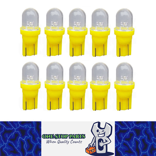 10 X AMBER T10 DOME HEAD STYLE LED GLOBE REPLACEMENTS FOR DASH LIGHTS PARKERS
