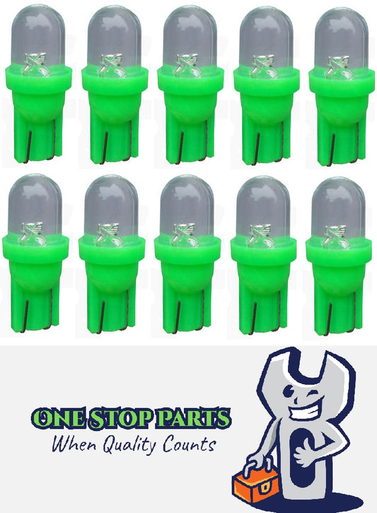 10 X GREEN T10 DOME HEAD STYLE LED GLOBE REPLACEMENTS FOR DASH LIGHTS PARKERS